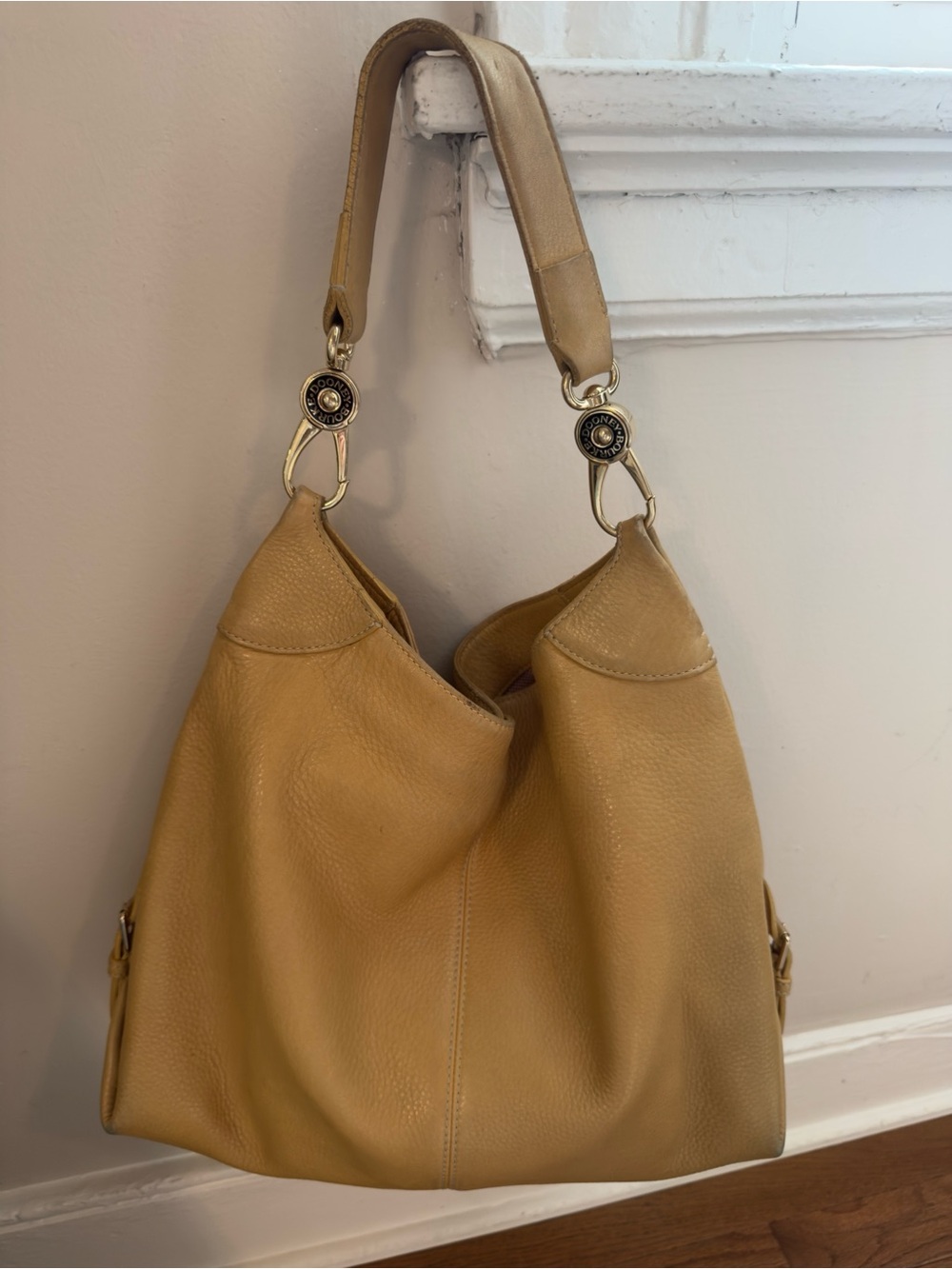 Vintage Dooney & Bourke Pebbled Shoulder Hobo Bag in Camel Tan